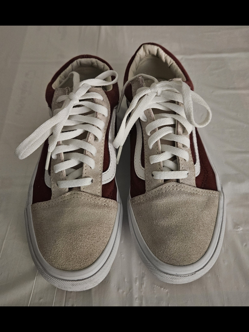 Vans Cream Canvas Skate Shoe with Black Logo
